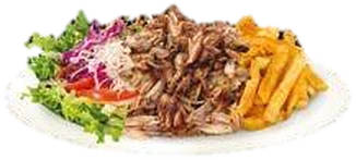 Döner Teller mit Fleisch, Pommes und Salat